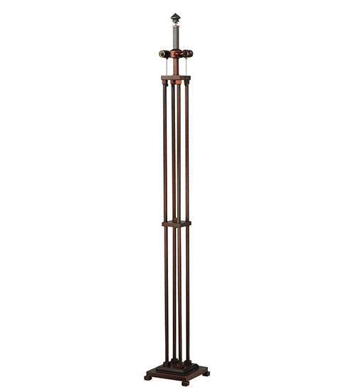 Meyda Lighting Split Mission 62" 2-Light Mahogany Bronze Floor Lamp With Blue Shade Glass