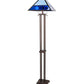 Meyda Lighting Split Mission 62" 2-Light Mahogany Bronze Floor Lamp With Blue Shade Glass