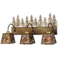 Meyda Lighting Spruce Pine 28" 3-Light Antique Copper Vanity Light With Silver Mica Shade Glass