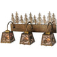 Meyda Lighting Spruce Pine 28" 3-Light Antique Copper Vanity Light With Silver Mica Shade Glass