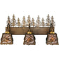 Meyda Lighting Spruce Pine 28" 3-Light Antique Copper Vanity Light With Silver Mica Shade Glass