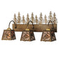 Meyda Lighting Spruce Pine 28" 3-Light Antique Copper Vanity Light With Silver Mica Shade Glass