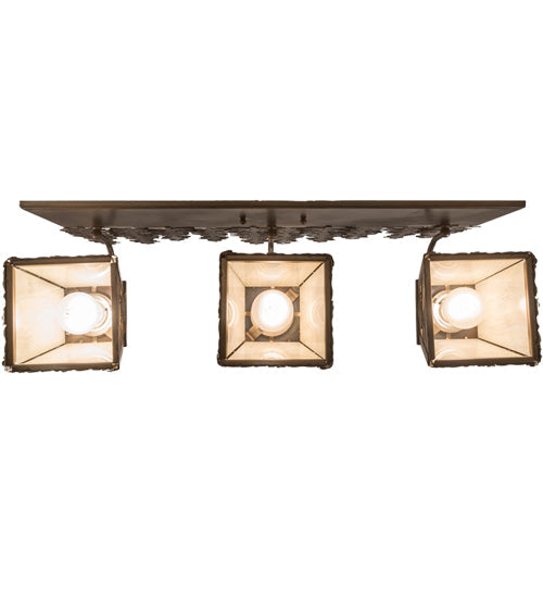 Meyda Lighting Spruce Pine 28" 3-Light Dark Burnished Antique Copper Vanity Light With Creme Carrare Idalight Shade Glass