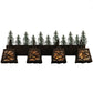 Meyda Lighting Spruce Pine 35" 4-Light Mahogany Bronze Vanity Light With Silver Mica Shade Glass