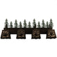 Meyda Lighting Spruce Pine 35" 4-Light Mahogany Bronze Vanity Light With Silver Mica Shade Glass