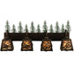 Meyda Lighting Spruce Pine 35" 4-Light Mahogany Bronze Vanity Light With Silver Mica Shade Glass