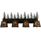 Meyda Lighting Spruce Pine 35" 4-Light Mahogany Bronze Vanity Light With Silver Mica Shade Glass