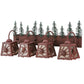 Meyda Lighting Spruce Pine 35" 4-Light Wrought Iron On Rust and Green Trees Vanity Light With Silver Mica Shade Glass