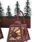 Meyda Lighting Spruce Pine 35" 4-Light Wrought Iron On Rust and Green Trees Vanity Light With Silver Mica Shade Glass