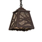 Meyda Lighting Spruce Pine 6"Sq Distressed Rust Mini Pendant Light With Silver Mica Shade Glass