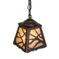 Meyda Lighting Spruce Pine 6"Sq Distressed Rust Mini Pendant Light With Silver Mica Shade Glass