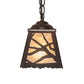 Meyda Lighting Spruce Pine 6"Sq Distressed Rust Mini Pendant Light With Silver Mica Shade Glass
