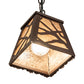 Meyda Lighting Spruce Pine 6"Sq Distressed Rust Mini Pendant Light With Silver Mica Shade Glass