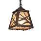 Meyda Lighting Spruce Pine 6"Sq Distressed Rust Mini Pendant Light With Silver Mica Shade Glass