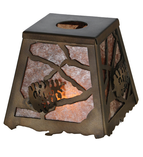 Meyda Lighting Spruce Pine 9" Antique Copper Frame With Silver Mica Shade Glass