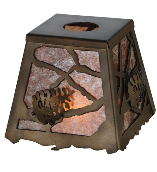 Meyda Lighting Spruce Pine 9" Antique Copper Frame With Silver Mica Shade Glass