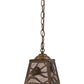 Meyda Lighting Spruce Pine 9" Antique Copper Mini Pendant Light With Silver Mica Shade Glass