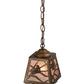 Meyda Lighting Spruce Pine 9" Antique Copper Mini Pendant Light With Silver Mica Shade Glass