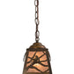 Meyda Lighting Spruce Pine 9" Antique Copper Mini Pendant Light With Silver Mica Shade Glass