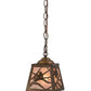 Meyda Lighting Spruce Pine 9" Antique Copper Mini Pendant Light With Silver Mica Shade Glass