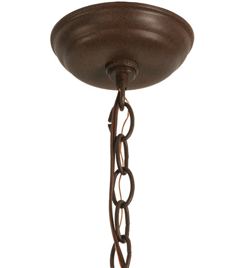 Meyda Lighting Spruce Pine 9" Cafe Noir Mini Pendant Light With Silver Mica Shade Glass