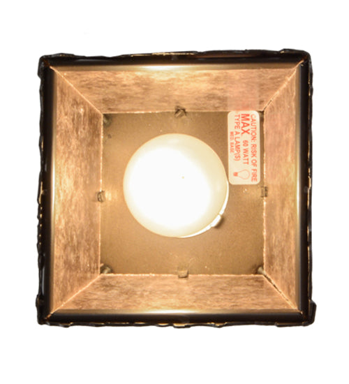 Meyda Lighting Spruce Pine 9" Timeless Bronze Mini Pendant Light With Silver Mica Shade Glass