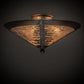 Meyda Lighting Spruce Tree 18" 3-Light Wrought Iron On Rust Flush Mount Light With Silver Mica Shade Glass