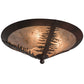 Meyda Lighting Spruce Tree 18" 3-Light Wrought Iron On Rust Flush Mount Light With Silver Mica Shade Glass