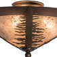 Meyda Lighting Spruce Tree 18" 3-Light Wrought Iron On Rust Flush Mount Light With Silver Mica Shade Glass