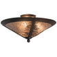 Meyda Lighting Spruce Tree 18" 3-Light Wrought Iron On Rust Flush Mount Light With Silver Mica Shade Glass