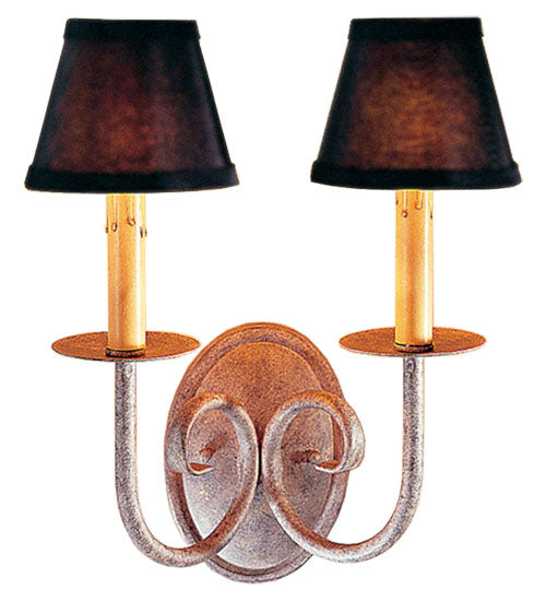 Meyda Lighting Squire 13" 2-Light Cajun Spice Wall Sconce With Black Textrene Shade