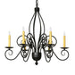 Meyda Lighting Squire 28" 6-Light Blackwash Chandelier With Ivory Faux Candlelight