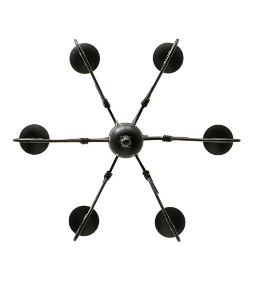 Meyda Lighting Squire 28" 6-Light Blackwash Chandelier With Ivory Faux Candlelight