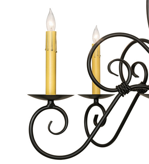 Meyda Lighting Squire 28" 6-Light Blackwash Chandelier With Ivory Faux Candlelight