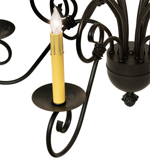 Meyda Lighting Squire 28" 6-Light Blackwash Chandelier With Ivory Faux Candlelight