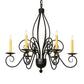 Meyda Lighting Squire 28" 6-Light Blackwash Chandelier With Ivory Faux Candlelight
