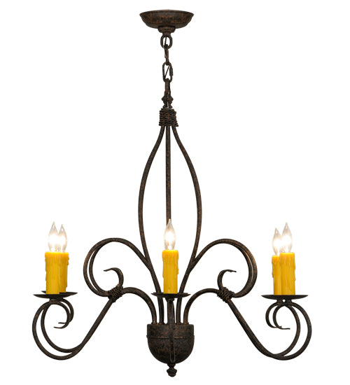 Meyda Lighting Squire 28" 6-Light Coffee Bean Chandelier With Ivory Faux Candlelight