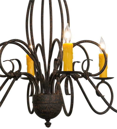 Meyda Lighting Squire 28" 6-Light Coffee Bean Chandelier With Ivory Faux Candlelight