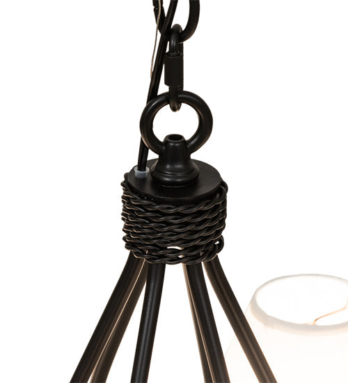 Meyda Lighting Squire 32" 6-Light Blackwash Chandelier With White Shade