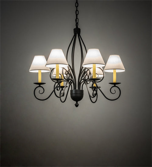 Meyda Lighting Squire 32" 6-Light Blackwash Chandelier With White Shade