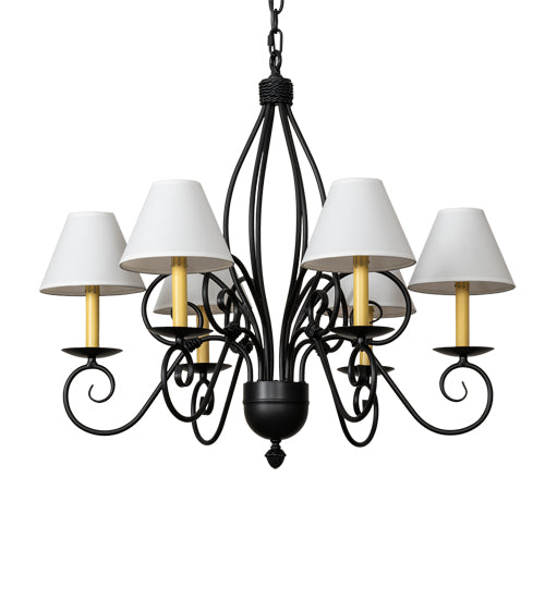 Meyda Lighting Squire 32" 6-Light Blackwash Chandelier With White Shade