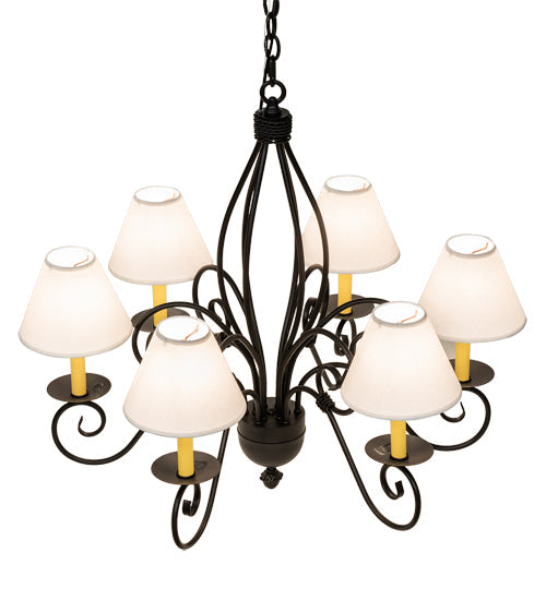 Meyda Lighting Squire 32" 6-Light Blackwash Chandelier With White Shade