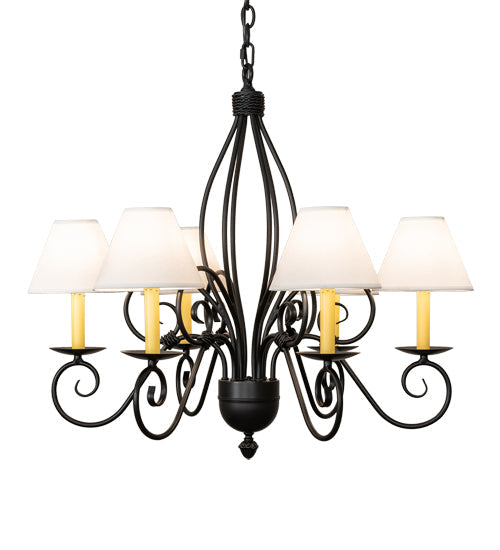 Meyda Lighting Squire 32" 6-Light Blackwash Chandelier With White Shade