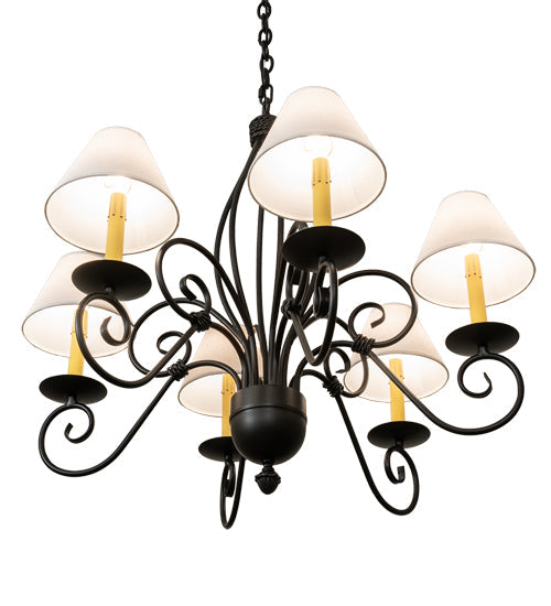 Meyda Lighting Squire 32" 6-Light Blackwash Chandelier With White Shade