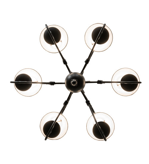 Meyda Lighting Squire 32" 6-Light Blackwash Chandelier With White Shade