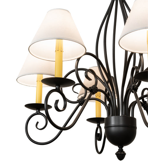 Meyda Lighting Squire 32" 6-Light Blackwash Chandelier With White Shade