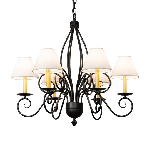 Meyda Lighting Squire 32" 6-Light Blackwash Chandelier With White Shade