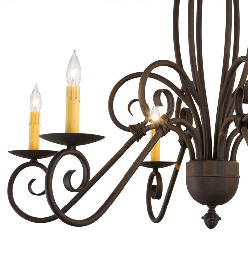 Meyda Lighting Squire 36" 6-Light Cajun Spice Chandelier With Amber Faux Candlelight