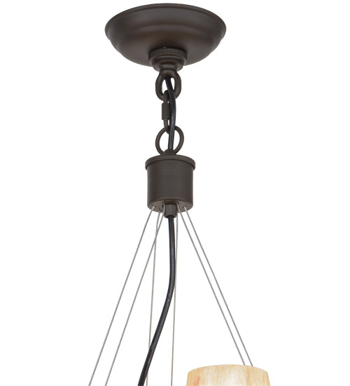 Meyda Lighting St. Lawrence 31" 6-Light LED Oil Rubbed Bronze Chandelier With Sandstorm Linen Shade