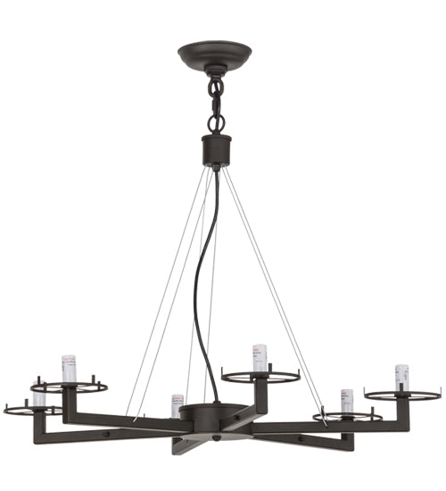 Meyda Lighting St. Lawrence 31" 6-Light LED Oil Rubbed Bronze Chandelier With Sandstorm Linen Shade